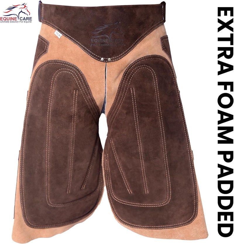 Equine Care Farrier Apron Chaps – Cowhide Suede Leather, Foam Padded Thigh and Back Support, Adjustable Waist, Tool Pockets, Magnetic Nail Holders (23 inches (59 cm)) - Image 5